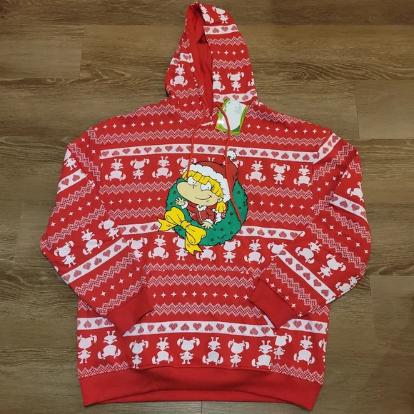 Nickelodeon Rugrats Angelica Pickles Christmas Hoodie Red Women’s Size XL New - Picture 1 of 4